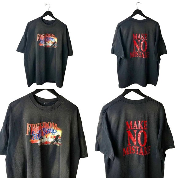 Bleached Vintage Freedom Still Rings Make No Mistake T Shirt Adult Black XL Logo - Picture 1 of 16